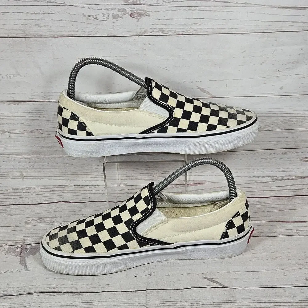Vans Slip On Shoes Women's Black White Checkerboard US 8 Canvas